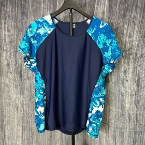 Calypsa Rash Guard Short‎ Sleeve Blue Women Size 1X